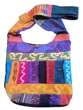 The Collection Royal Patchwork Hand-painted Boho Bohemian Hobo Bag Purse Artsy